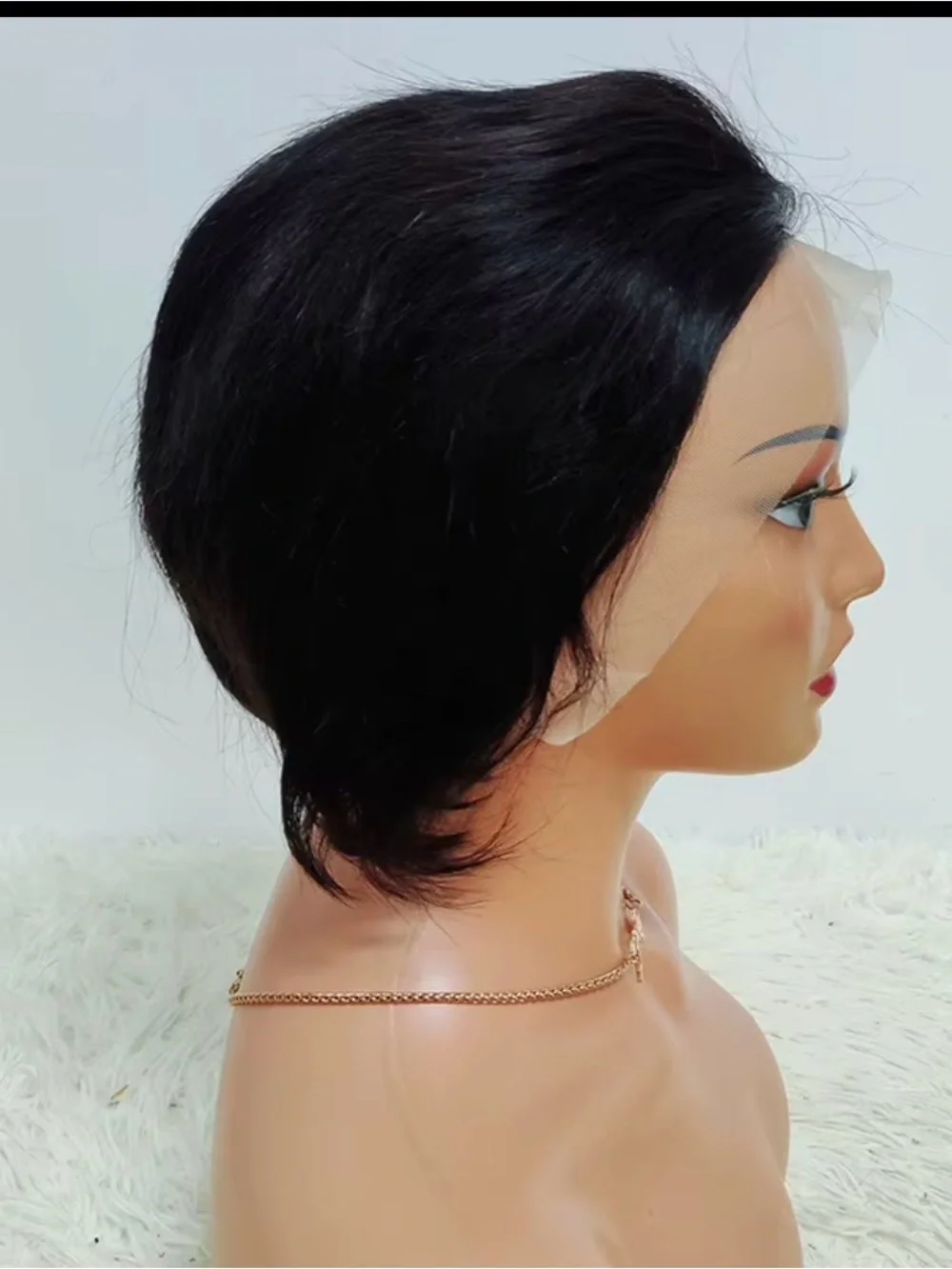 13x4 full frontal lace pixie 180% density 1b#  100%human hair Fast Shipping